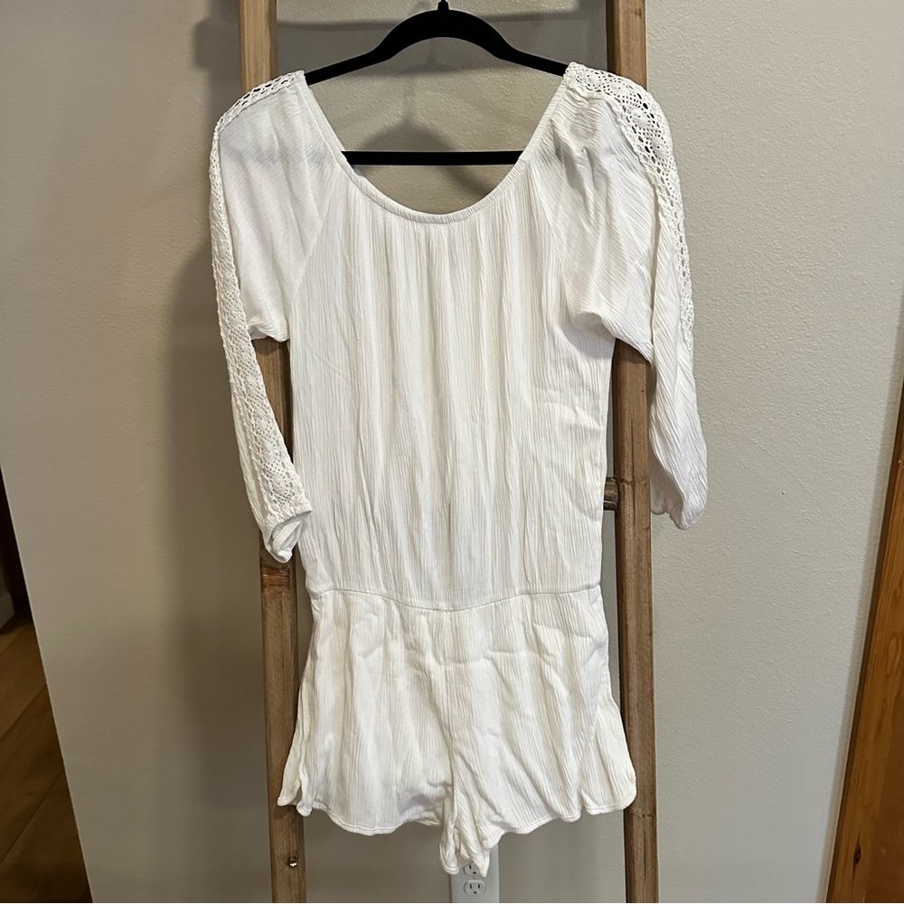 Elan White Textured Romper